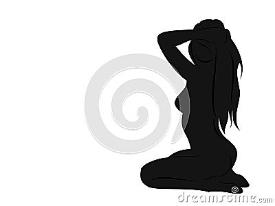 silhouette of a girl attractive figure slender female body sketch blank template image Stock Photo