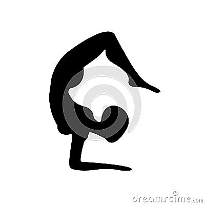 Silhouette of a girl doing yoga, fitness, gymnastics. Pose of yoga. The figure is black on a white background Cartoon Illustration