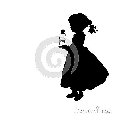 Silhouette girl is drinking milk Vector Illustration
