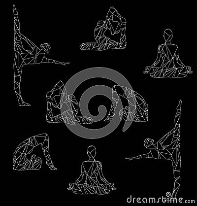 silhouette of a girl engaged in yoga Vector Illustration