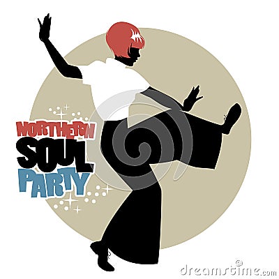 Silhouette of girl wearing wide trousers, dancing Northern Soul Stock Photo