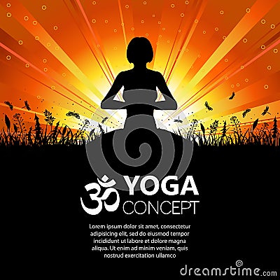 Silhouette of a Girl in Yoga pose Vector Illustration