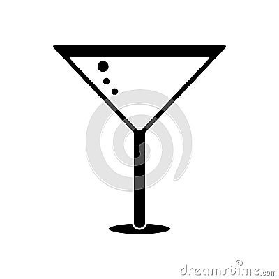 Silhouette glass cocktail martini with olive Vector Illustration