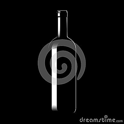 Silhouette of a glass wine bottle Vector Illustration