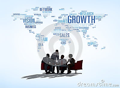 Silhouette Global Business Meeting Concept Stock Photo