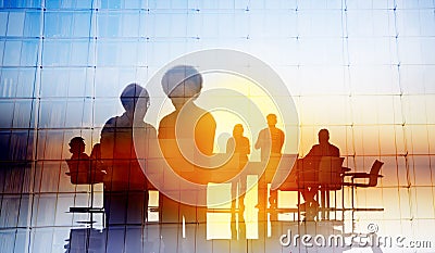 Silhouette Global Business People Meeting Concept Stock Photo