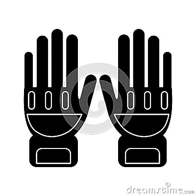 Silhouette gloves protection fireman elements Vector Illustration