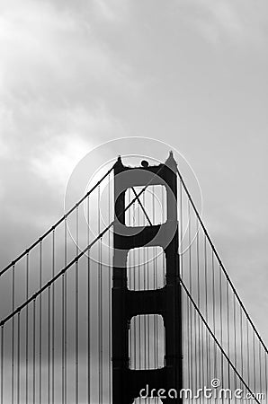 Silhouette of the Golden Gate Bridge in San Fransisco, CA Stock Photo