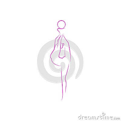 Silhouette of a graceful figure of a gymnast with a ball, creative emblem of a rhythmic gymnastics tournament Vector Illustration