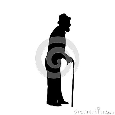 Silhouette grandfather stands sideways Vector Illustration