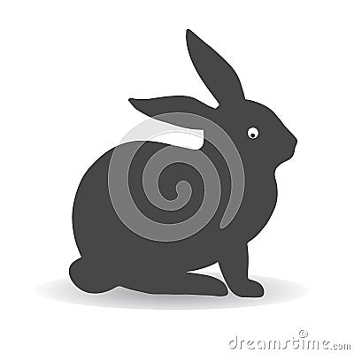 Silhouette of a gray hare rabbit, sitting and looking askance, Vector Illustration
