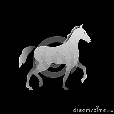 Silhouette of a gray horse standing. Vector Illustration