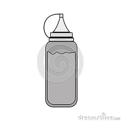 Silhouette gray scale bottle ketchup Vector Illustration