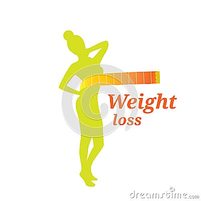 Silhouette green color woman weight loss logo Stock Photo