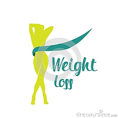 Silhouette green color woman weight loss Stock Photo