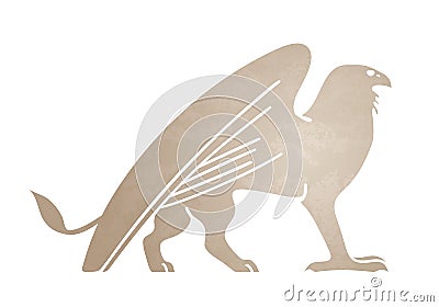 Silhouette of griffin. Stylized tattoo, graphic image. Vector illustration of mythical creature. Vector Illustration