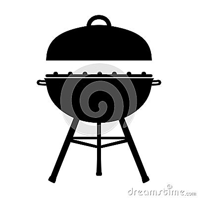 Silhouette grill icon with lid, brazier sign, chargrill icon isolated Vector Illustration