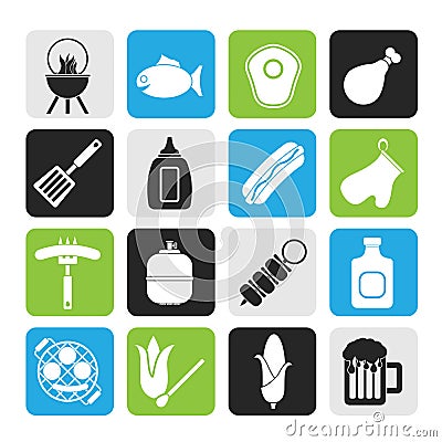 Silhouette Grilling and barbecue icons Vector Illustration