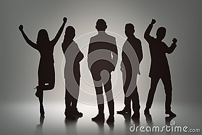 Silhouette group of business people with cheerful expression Stock Photo