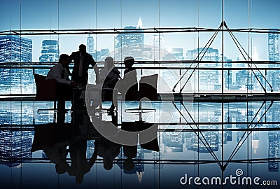 Silhouette Group of Business People Meeting Stock Photo