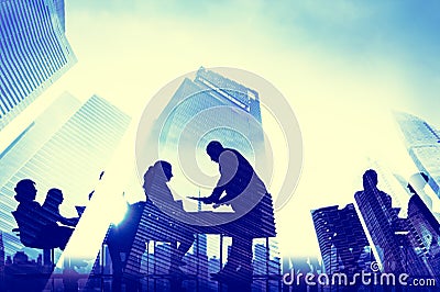 Silhouette Group of Business People Meeting Concept Stock Photo