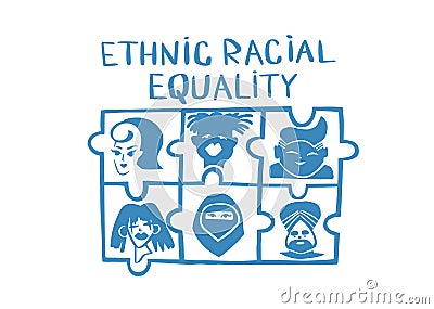 Silhouette group of men and women of diverse culture. Diversity multi-ethnic and multiracial people. Concept of racial equality an Vector Illustration