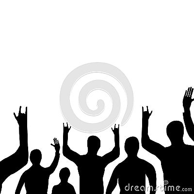 Silhouette of a group of people at an entertainment event. Square background. Vector illustration. Vector Illustration