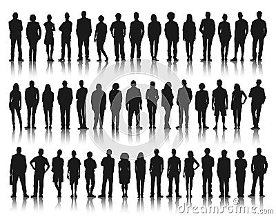 Silhouette Group of People Standing Stock Photo