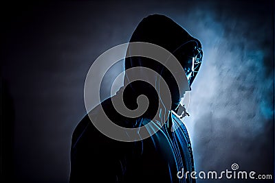 Silhouette hacker in virtual world. generative ai Stock Photo