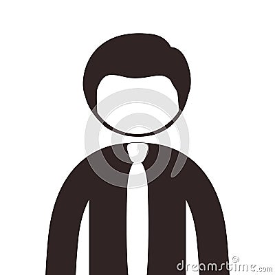 Silhouette half body man with shirt and tie Vector Illustration
