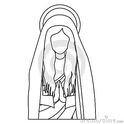 Silhouette half body saint virgin mary praying Vector Illustration