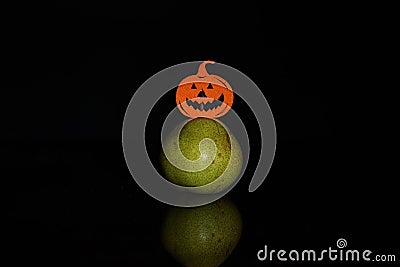 Silhouette Halloween pumpkin on a black background Stock Photo