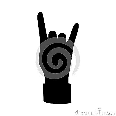 Silhouette of a hand with gesture goat with horns. Male palm. Flat style. Vector illustration Vector Illustration