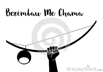 Silhouette hand hold Berimbau Vector Illustration