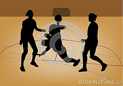 Silhouette of handball player Vector Illustration