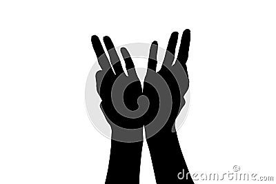 Silhouette of hands isolated on white background Stock Photo