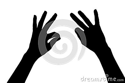 Silhouette of hands isolated on white background Stock Photo