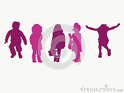 A group of Kids Silhouette vector illustration Stock Photo