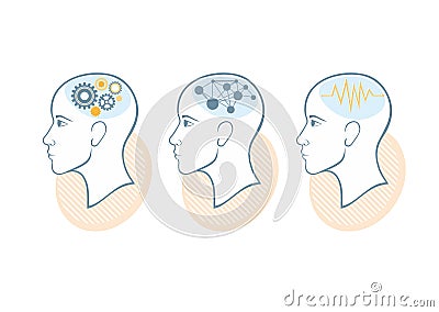 silhouette of head brain and pulses cartoon vector cartoondealer com 47251583 cartoondealer com