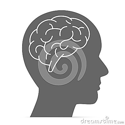 Silhouette head with the brain Vector Illustration