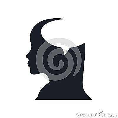 silhouette head female bubble speech communication Cartoon Illustration