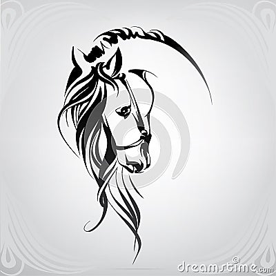 Silhouette of the head horse. vector illustration Stock Photo