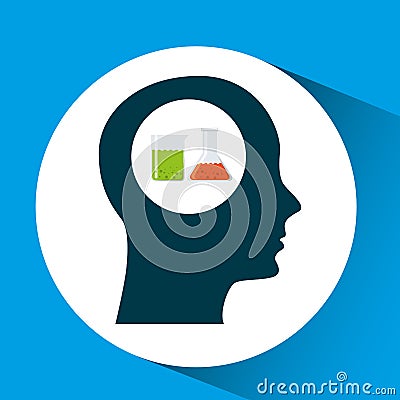 Silhouette head laboratory test tube Vector Illustration