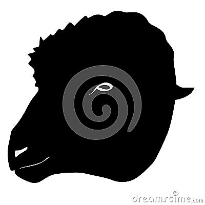 Silhouette of head of sheep Vector Illustration