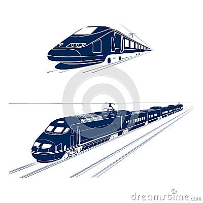 Silhouette of the high-speed passenger train Vector Illustration