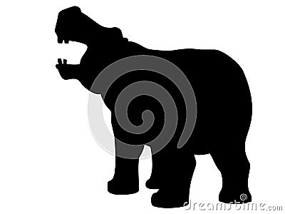 The silhouette of the Hippopotamus, linear stylized picture. Outline. Vector Illustration