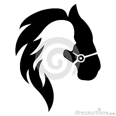 Silhouette of a horse and a girl`s face. Design suitable for equestrian logo Vector Illustration