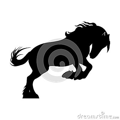 Silhouette of a horse in a jump. Horse on hind legs Vector Illustration