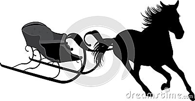 Silhouette of horse with sledges Vector Illustration