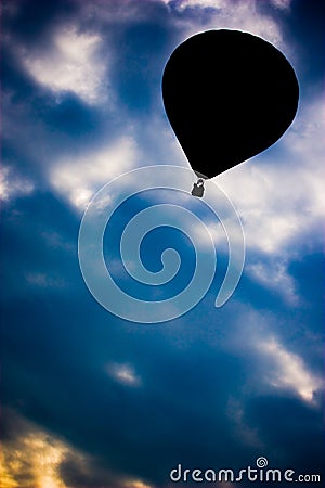 Silhouette hot air balloon Stock Photo